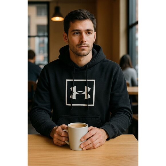 Under Armour Hoodie Small Black Pullover Logo Sweatshirt Athleisure - Picture 1 of 8